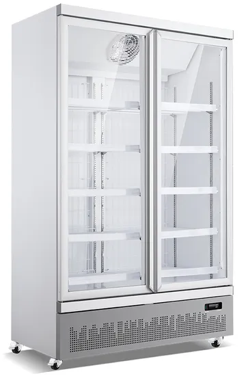 Commercial Vertical Freezer Flash Double Glass Door Display Showcase