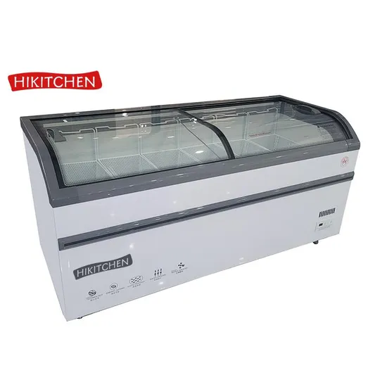 Commercial Curved Glass Door Chest Deep Freezer Ice Cream Display Showcase