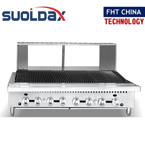 Commercial Cooking Equipment 48" Gas Radiant Charbroiler with Top Shelf and Gn Pan 