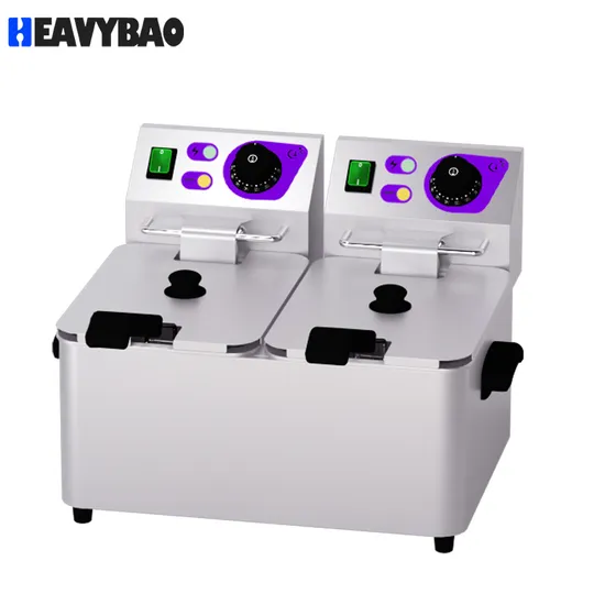 Heavybao Commercial Deep Fryer 4L*2 Oil Capacity Rectangle Stainless Steel Electric Deep Fryer 