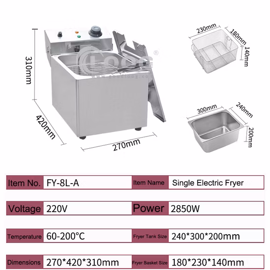 Commercial Catering Equipment Electric Fryer Stainless Steel Deep Fryer Commercial Home Kitchen Frying Chip Cooker Commercial Electric Countertop Fryer