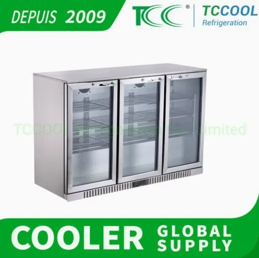#304 Stainless Steel Cabinet Triple Swing Door Back Bar Cooler 