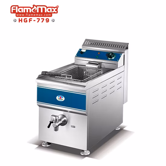 CE Approval 1 Tank 1 Basket Commercial Countertop Electric Deep Fryer with Tap
